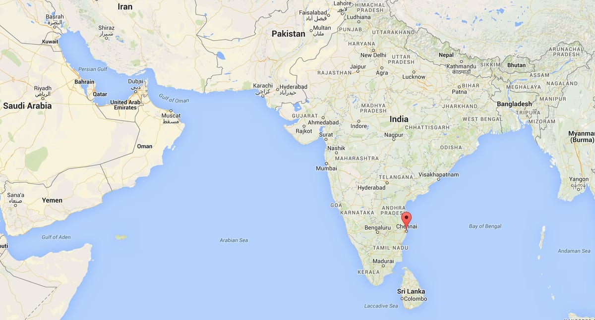 Chennai på india kart