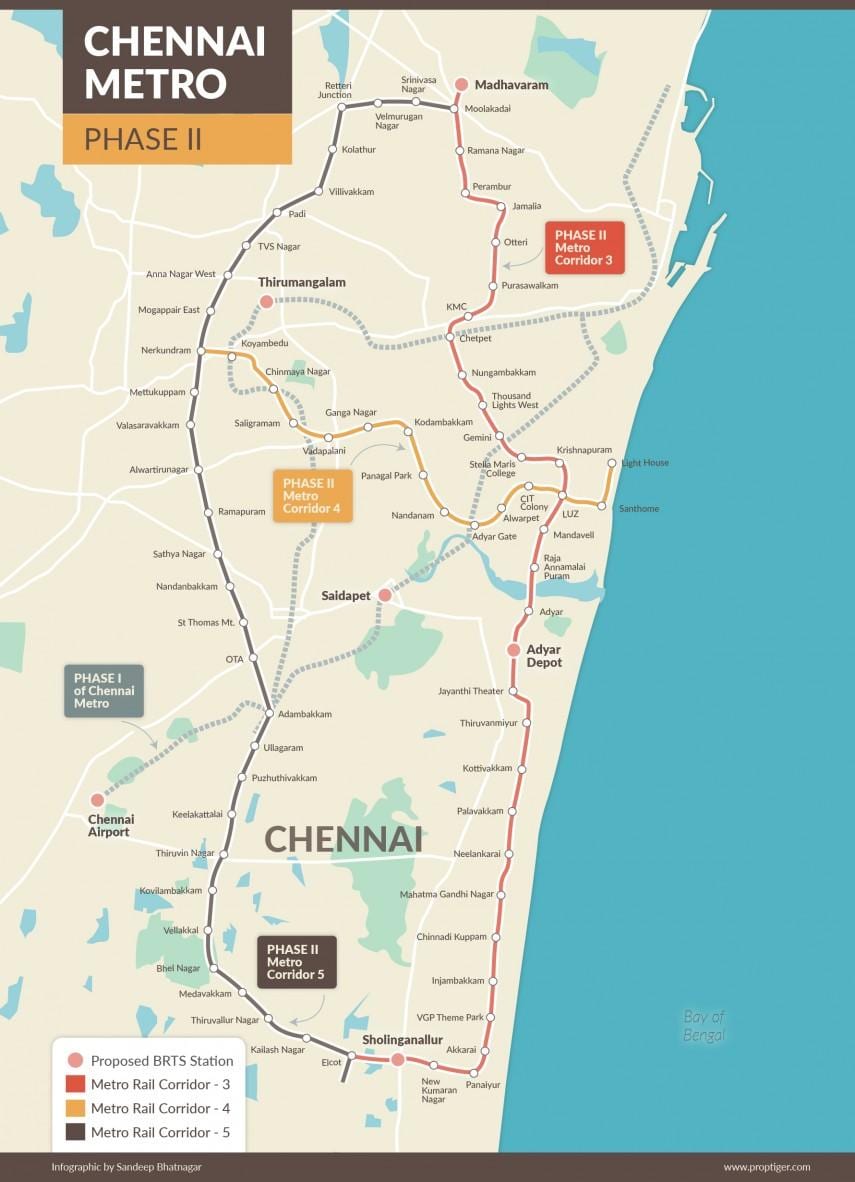 t-bane Chennai rute fase 2