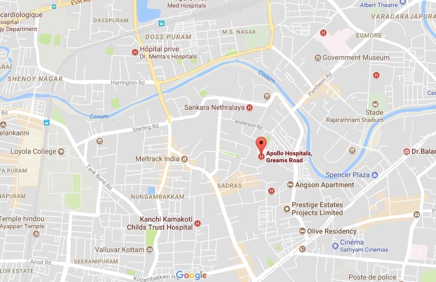 Apollo sykehus Chennai Greams veien kart