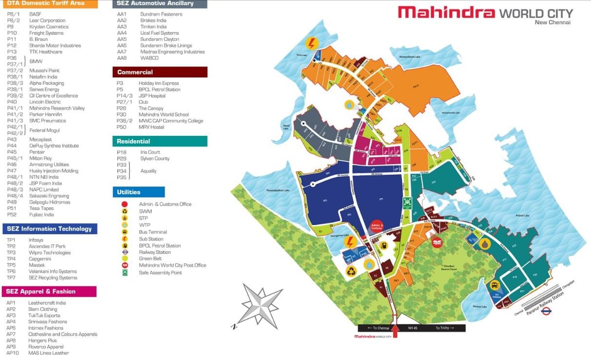 kart over Mahindra byen Chennai