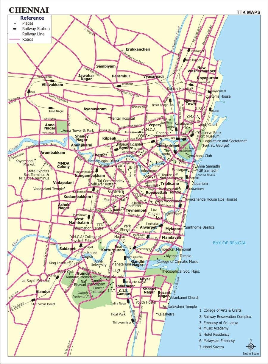 Chennai sør-kart