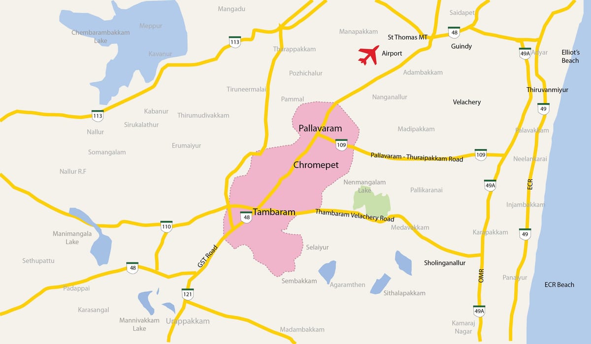 kart over Tambaram Chennai
