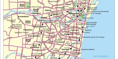 Kart av Chennai city