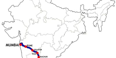 Mumbai til Chennai tog i rute